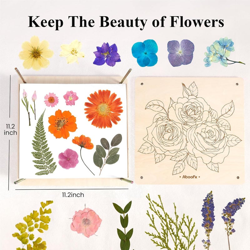 Aboofx Flower Press Kit, Craft Kits 11.2" x 11.2" 8 Layers Wooden Flower Pressing Kit for Crafts Pressed Flowers and Plant for DIY Art, Preservation for Bookmark Frame Wedding Drying - Image 3